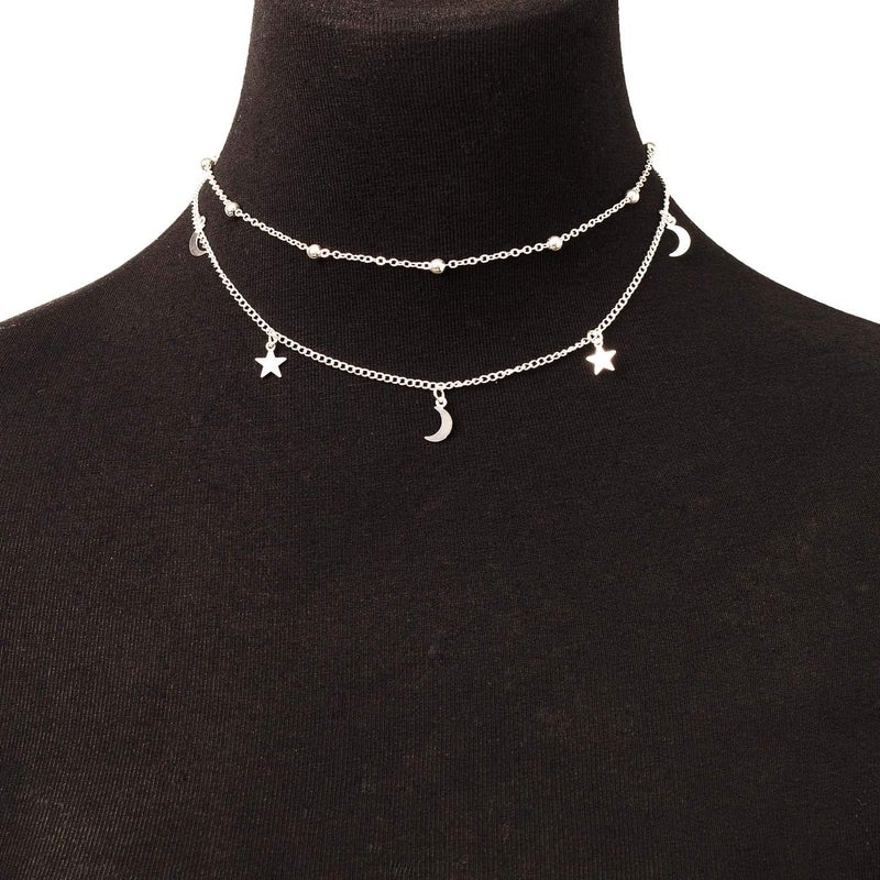 BaubleStar Star Moon Charm Necklace Layering Chain Choker for Women - Image 2